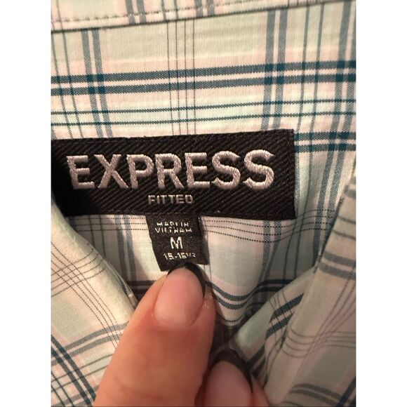 Express modern fit plaid button down shirts men’s lot of 3 medium 15-16.5” - Picture 3 of 15